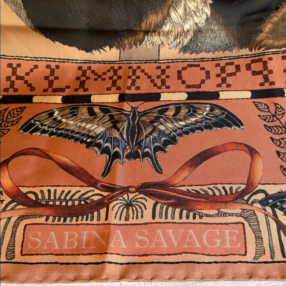 Sabina Savage Butterfly Panda silk scarf - Picture 2 of 7